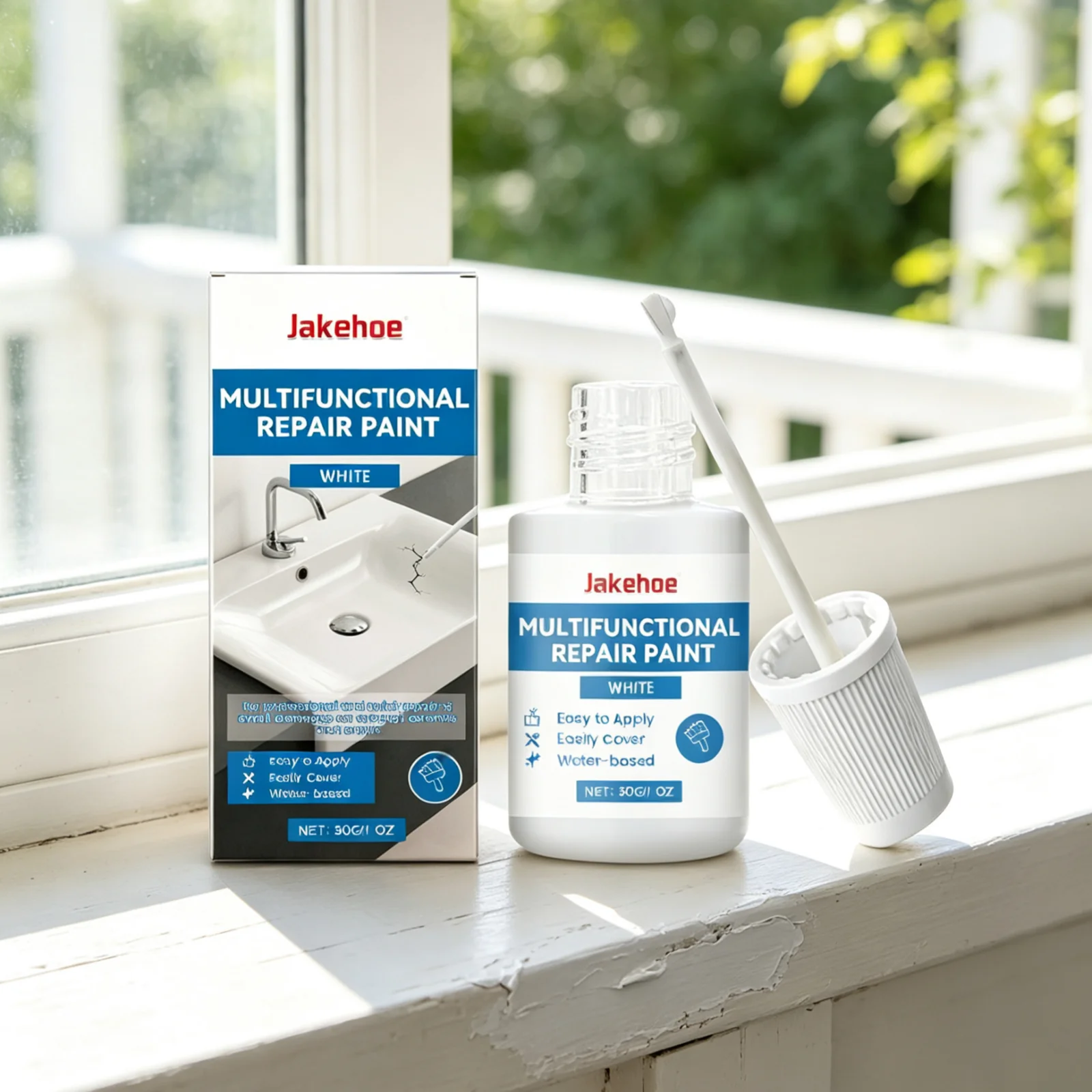 Jakehoe Multifunctional Repair Paint Efficiently Repair Damage Cover Surface Defects Long Lasting Effect Fine White Repair Paint