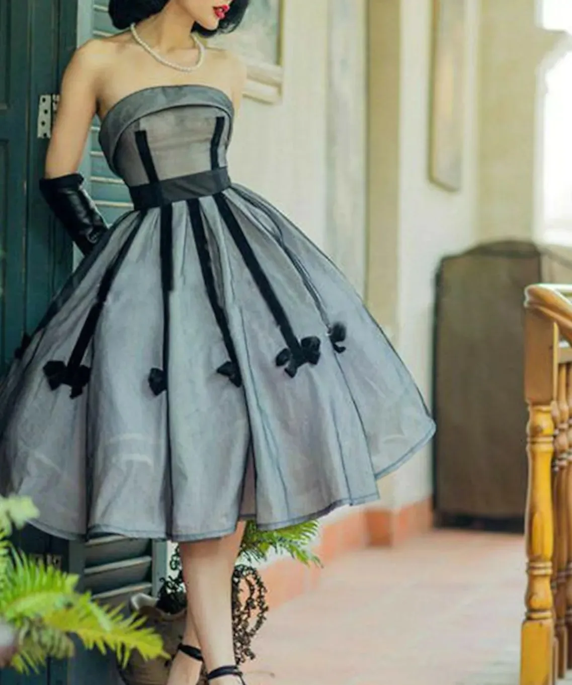 Elegante preto/cinza curto baile de aniversário vestido na altura do joelho sem alças tule vestido de festa à noite vestidos festa robe de soiree