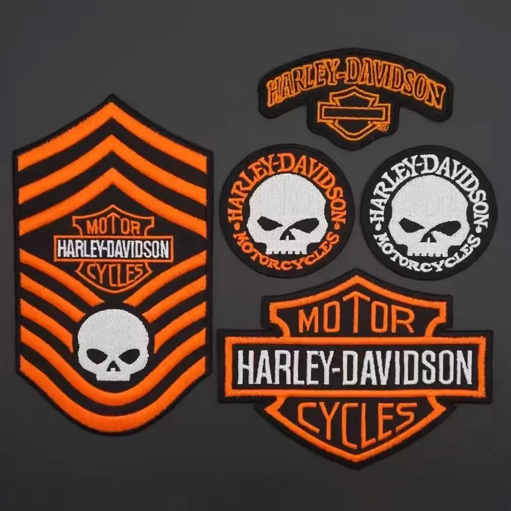 Brazalete con parche bordado, mochila, insignia, gancho de respaldo para ropa para Harley Davidson Softail Sportster VRSC Touring X48 883
