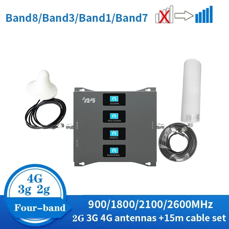 2g 3g 4g Amplifier Quad Band Cellular Booster Set LTE 800 900 1800 2100 2600 MHz B8 B5 B1 B3 B7 Mobile Signal Repeater Europe