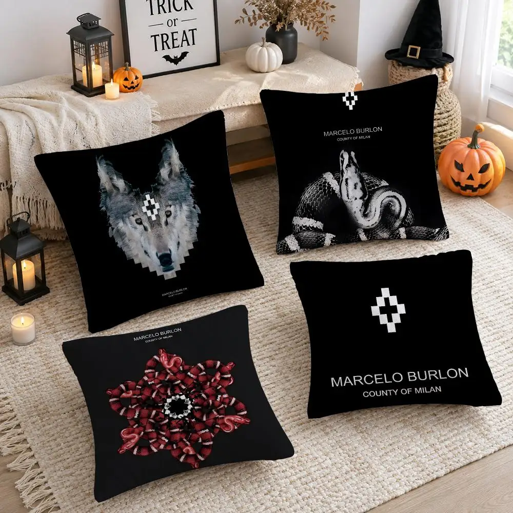 Luxury Logo M-MARCELOs B-BURLONs Cushion Cover Plush Decorative Pillow Case With Hidden Zipper Cutecore Room Decor For Home