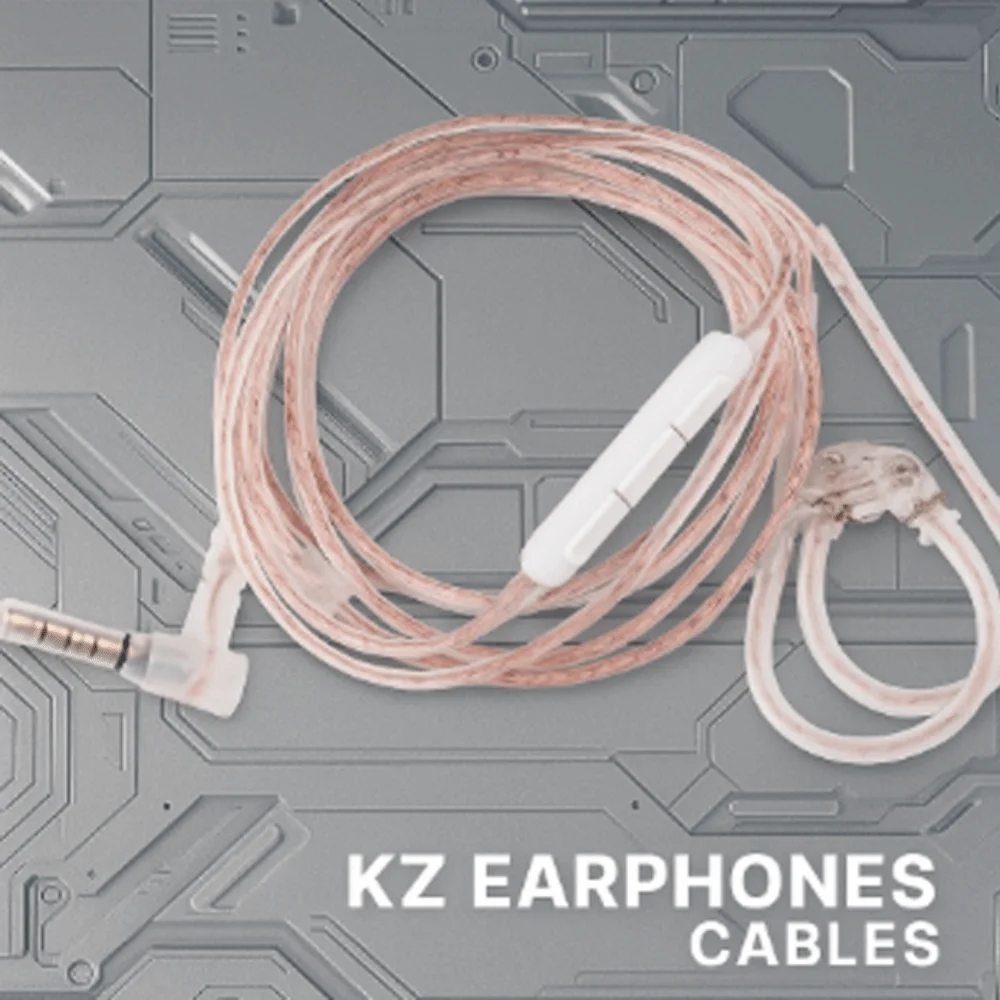 3.5MM KZ Earphones Cables 2PIN Upgrade KZ Headphones Wire with Microphone High-Purity Wired Earphones Cables For KZ/TRN/CCA