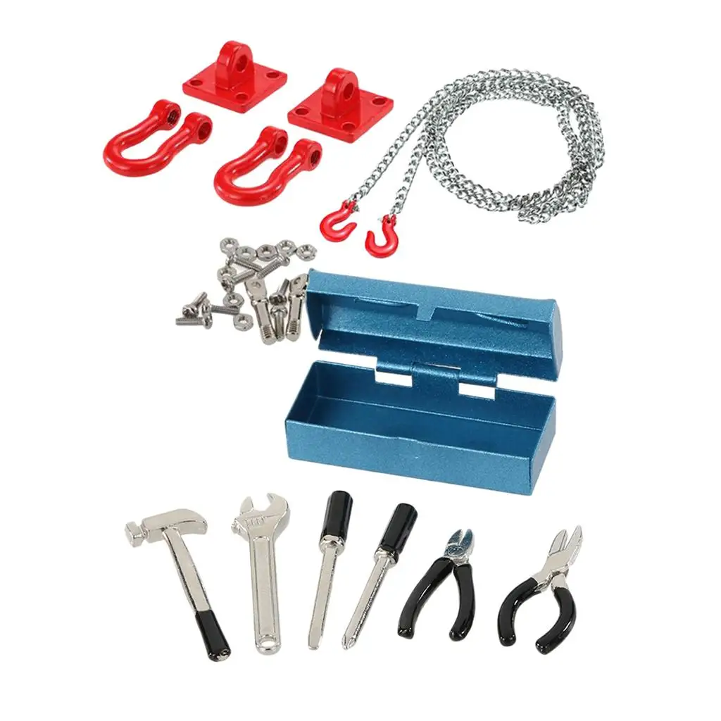 RC Auto Upgrade Teile Abschlepphaken Kette Werkzeugkasten Zange D90 D110 TF2