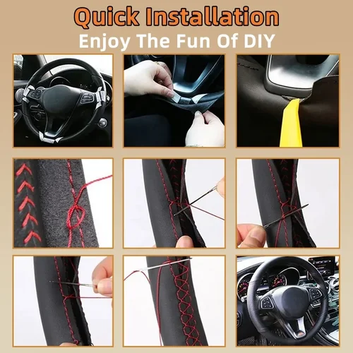 Imagen 2 del producto Protector para volante de coche para Chang an UNI-V IDD UNI-K Cs55plus 2022-2024, accesorios de cuero y fibra de carbono para coche, envoltura de dirección
