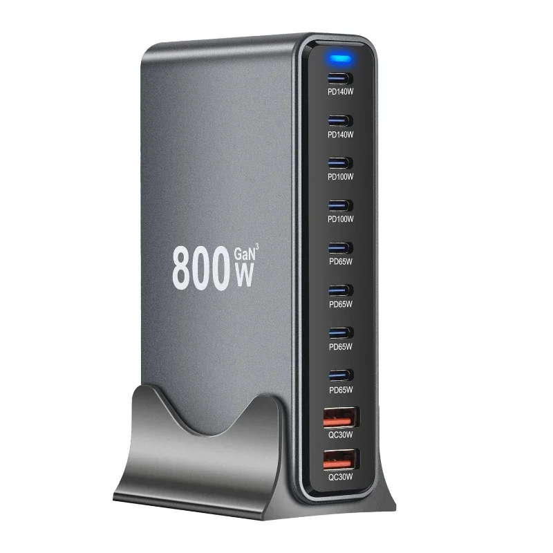 

800W gallium nitride PD charger 765W multi-function PD desktop charger 730W cross-border new 10-port charger