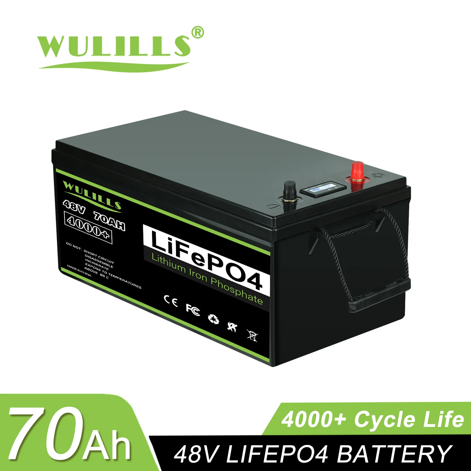 Batteria al litio ferro fosfato 48v 70AH Lifepo4 BMS integrato per dispositivi di sicurezza da campeggio per carrello da golf per barche