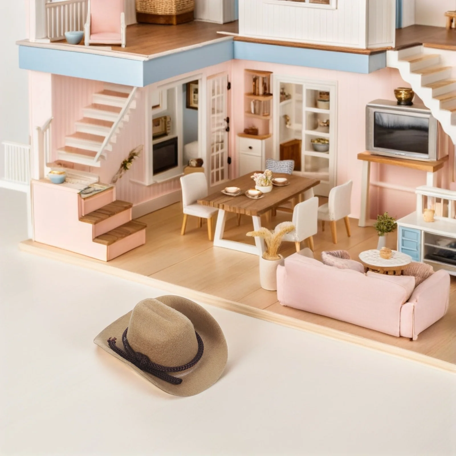 4 個ミニカウボーイハット 8 センチメートル小さな西洋スタイルカウガールアクセサリーパーティー装飾キャップミニチュア帽子クラフト装飾