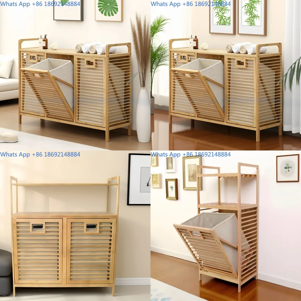

Bamboo Chest Storage Cabinet for Bedroom Wall Mounted Multi Tier Organizer Shelf Simple Design Floor Standing Utility Rack