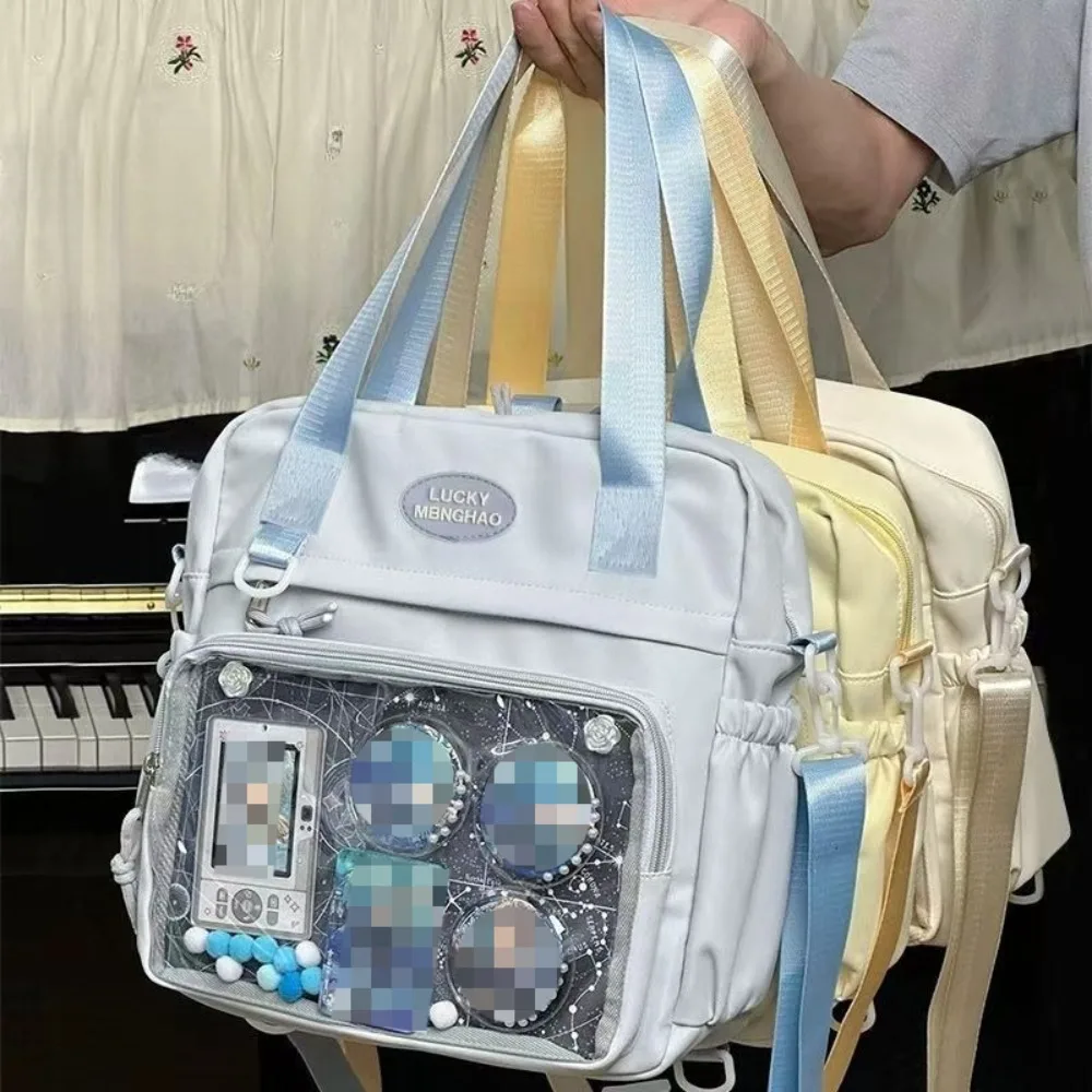 Y2K Japanese Preppy Style Shoulder Crossbody Bag New Nylon School Bags for Teenage Girls Transparent Backpacks Luxury Canvas Bag
