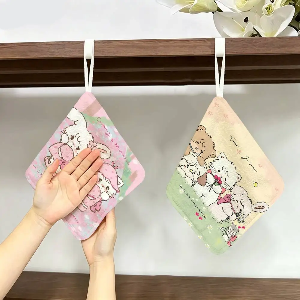 M-Mikko Illustrations Soft Polyester Cotton Towel, Hanging Kitchen Style Hand Wiping Cloth for Restaurant Home