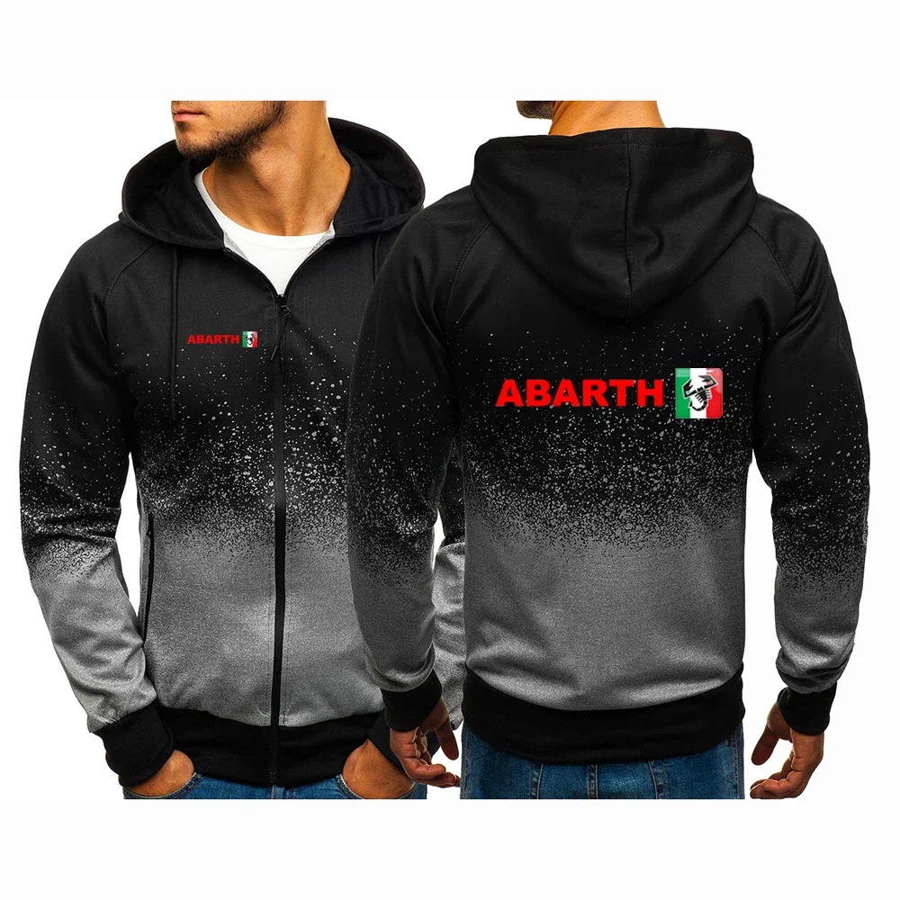 2024 New Printing Spring and Autumn Men's Abarth Popular Gradient Color Personality Hip Hop Trendy Hooded Jacket Tops