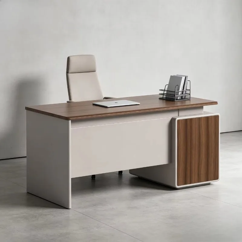 Modern, simple and durable wooden modular desk with multi-function cable box and storage space