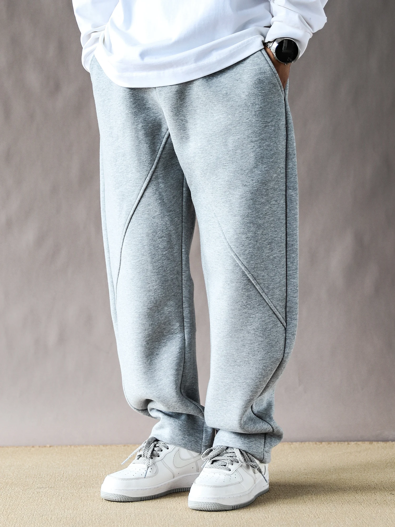 

American Retro Men's Sweatpants Spring Autumn Loose Casual Straight Leg Sport Long Trousers Light ey Youth Faion