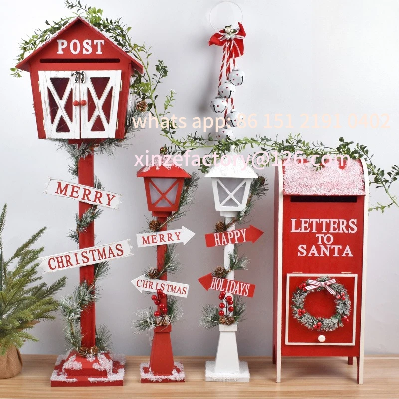 

Customizable Christmas decorations creative wooden mailbox mailbox street light ornaments hotel bar shop front desk ornaments