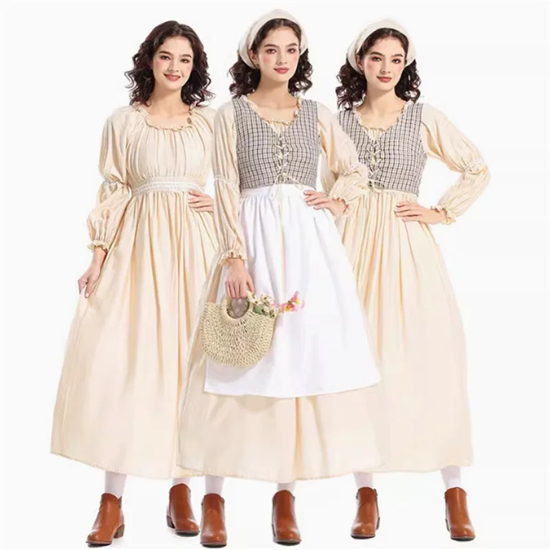 

Средневековая длинная юбка для костюма на Хэллоуин, в стиле деревенской девушки, эпохи Возрождения и Викторианской эры, из полиэфирного волокна