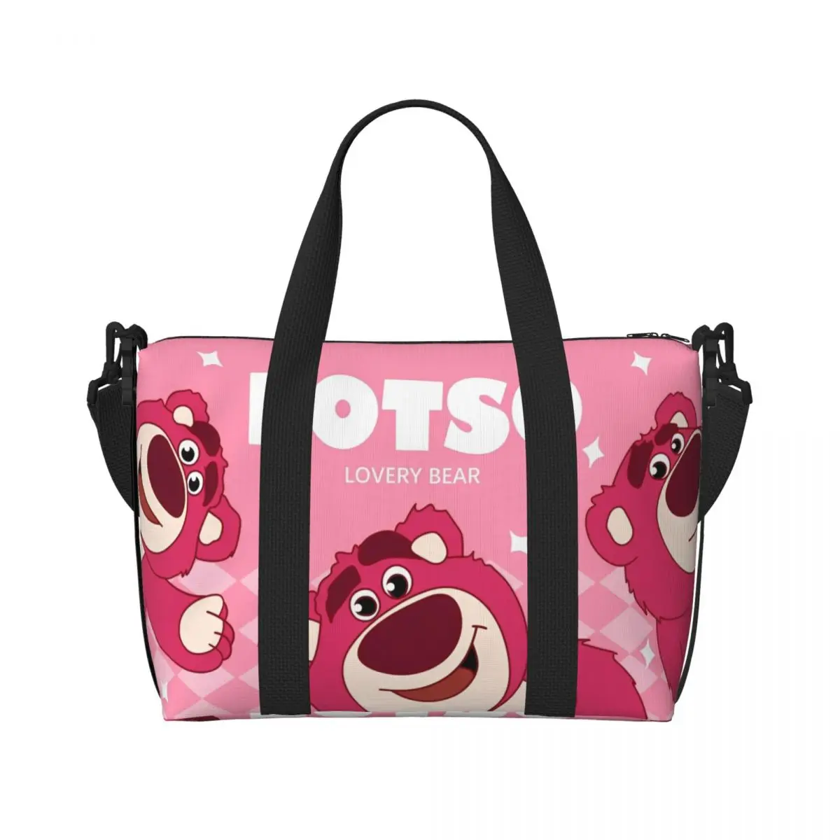 

Stylish Lotso Pink Bear Women Tote Bag for Shopping Strawberry Bear Large Weekender Bags for Party