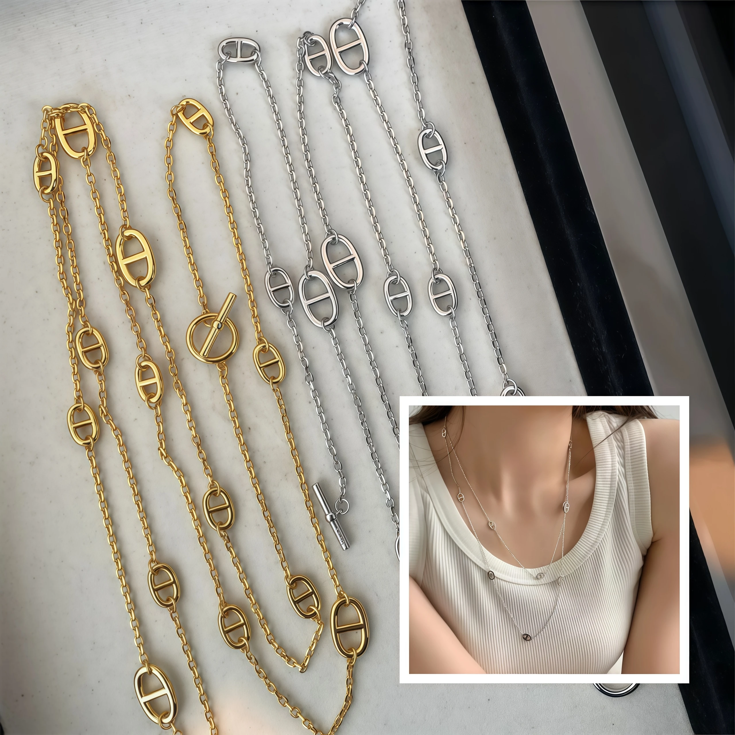 2026 High Grade stainless steel couple necklace multi-function fashionable multi-layer Necklace for lover's gift