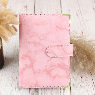 A5 A6 Marble Pink PU Binder Notebook DIY Binder Notebook Cover Diary Agenda Planner Paper Cover School Stationery