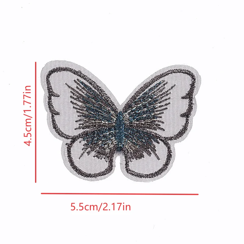 20Pcs 5.5cm Sew‑on No‑Glue Butterfly Embroidery Patches DIY Hair Clip Brooch Garment Jewelry Making Accessories
