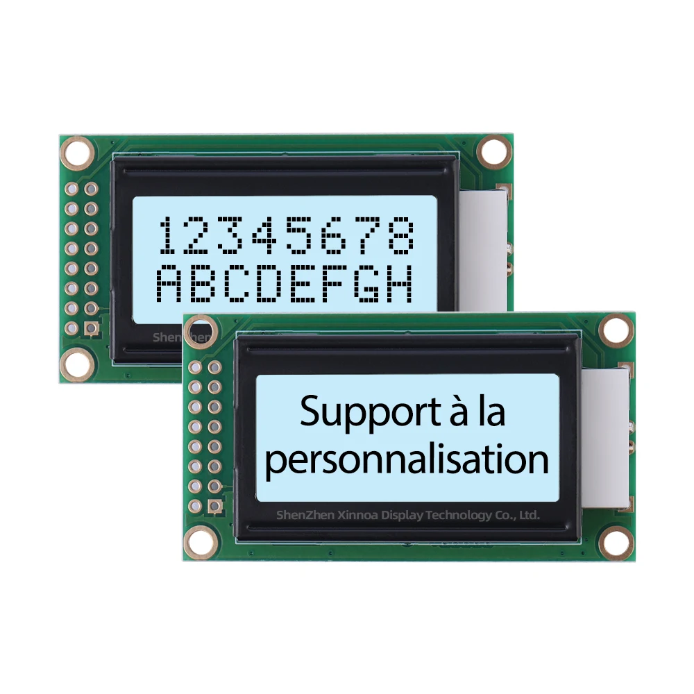 8 * 2-znakowy ekran LCD COB Moduł LCD 2X8 LCD 1,2 cala Niebieska folia Białe litery Europejski ekran dotykowy 0802B