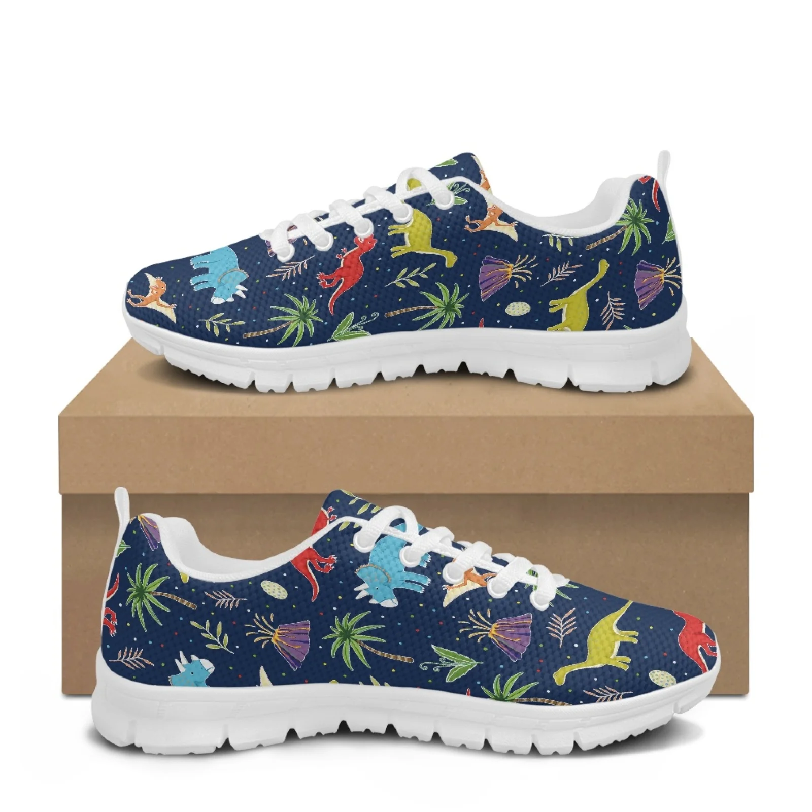 Coloranimal Casual Lace up Running Shoes with Dinosaur Print, Breathable Anti Slip Sneakers for Gym and Walking 2026 Trending