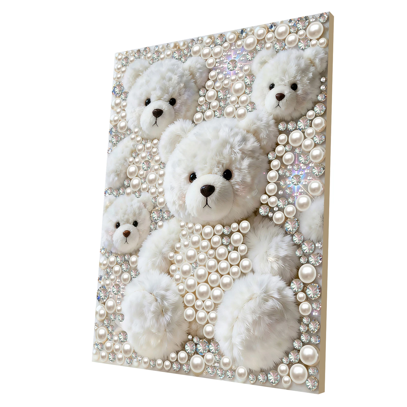 

White Bear DIY Pearl Painting Kit with Frame 30x40cm Pearl Gem Paintings Picture Arts Craft for Adults Beginners Home Wall Decor