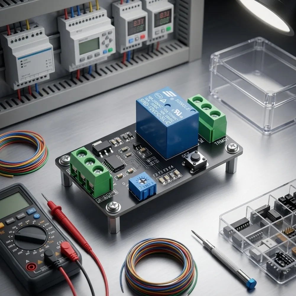 Time Delay Relay Module 5V 12V 24V Adjustable 0.1-120s Delay On Off Self Locking Trigger Function for Industrial Control