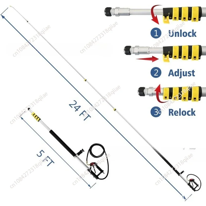 High pressure cleaner telescopic rod water gun 5 adjustable telescopic water gun 24FT telescopic water gun 5000 image 2