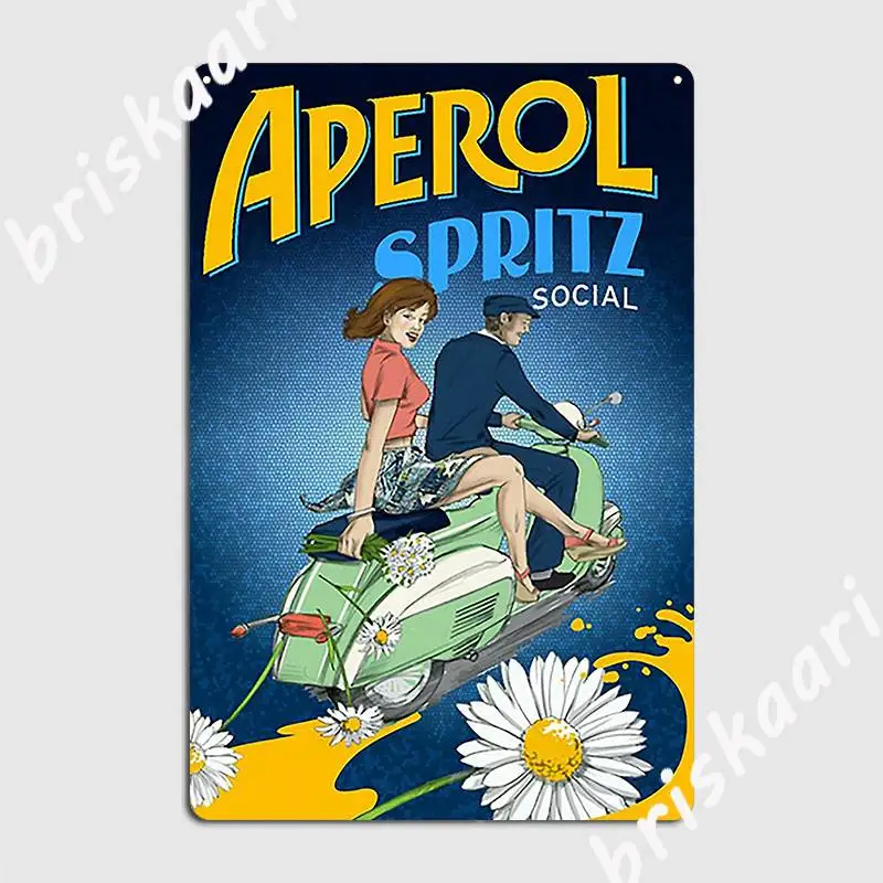 Vintage Aperol Spritz Social Poster Metal Plaque Poster Garage Decoration Home Wall Pub Designing Tin Sign Poster