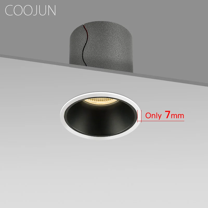 

COOJUN LED Embedded Spotlight COB 7W 12W Anti-glare Trimless Aluminum Recessed Downlight For Home Hotel Villa Wall Washer Lamp