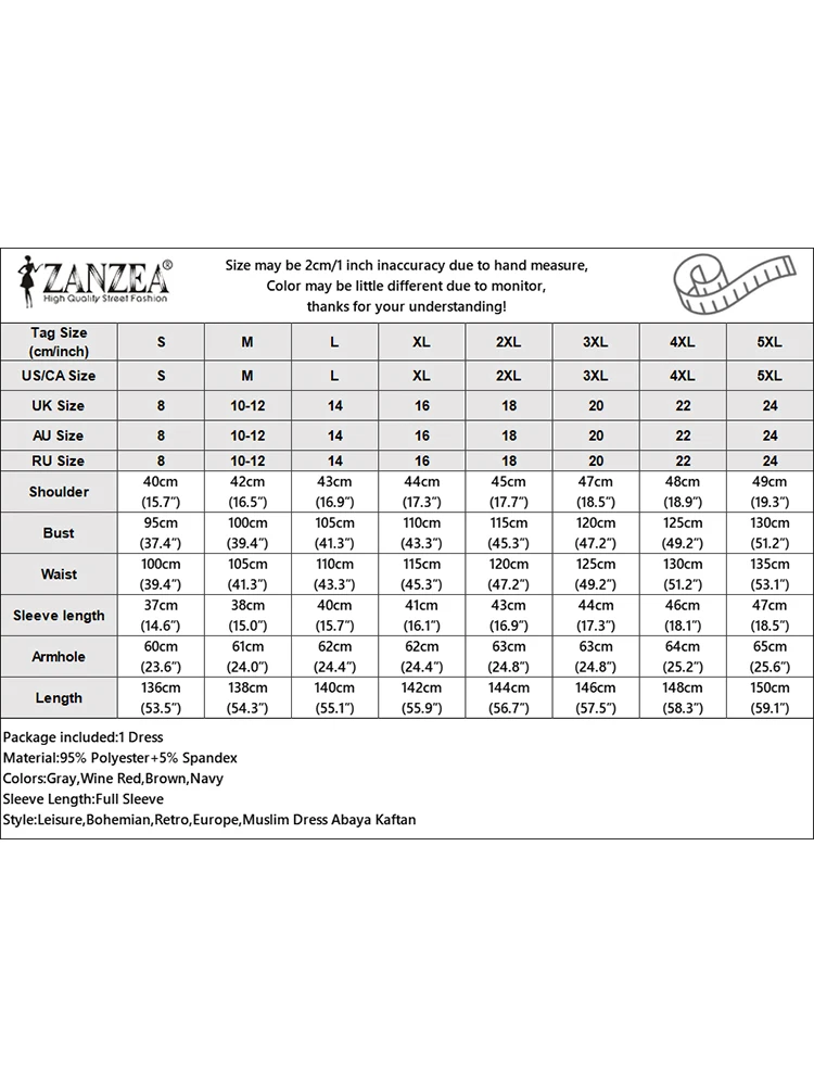 فساتين خريف 2021 من ZANZEA للسيدات أنيقة بأكمام طويلة فستان صيفي مطوي عباية إسلامية ماكسي رداء حجاب إسلامي مقاس كبير #6