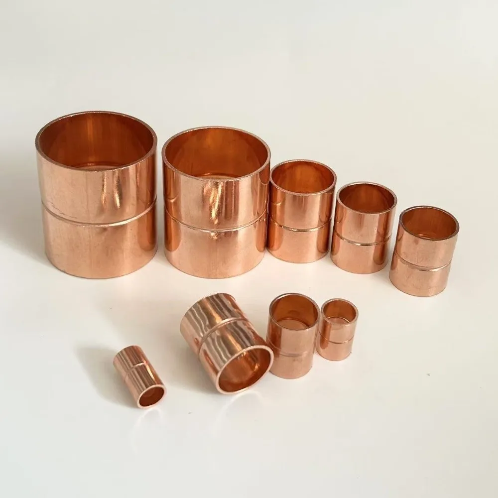 10PCS Copper Coupling Pipe Connector Equal Straight Weld Pipe Fitting Thermal Conductive End Feed Weld Coupling