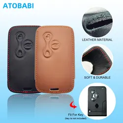 Leather Car Key Cover Bag For Renault Megane Scenic Clio 3 Buttons Smart Remote Fobs Shell Protector Cases Supplies Accessories