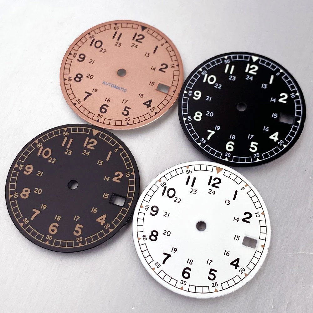 NH35A Uhr Ersatz Zifferblatt Pliot Zifferblatt für NH35 NH36 Automatische Männer Weiß Schwarz Lachs Zifferblätter Datum Fenster – Detail 4