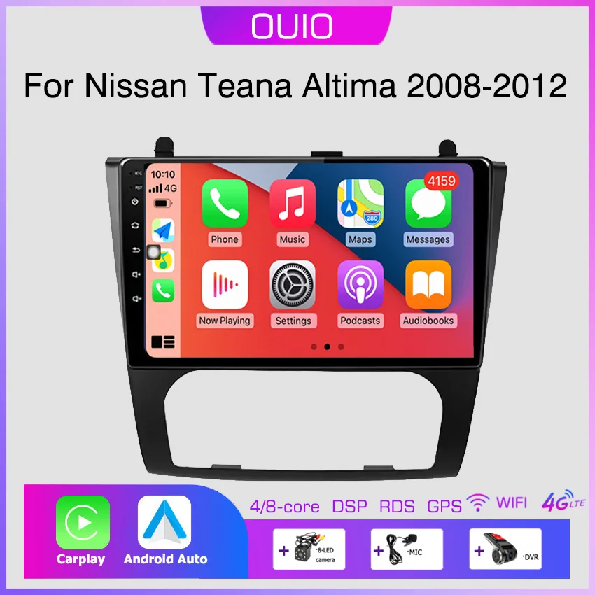 

4G Android 13 Carplay радио для Nissan Teana Altima 2008 2009 2010 2011 2012 автомобильный стерео мультимедийный плеер Android Авто GPS navi