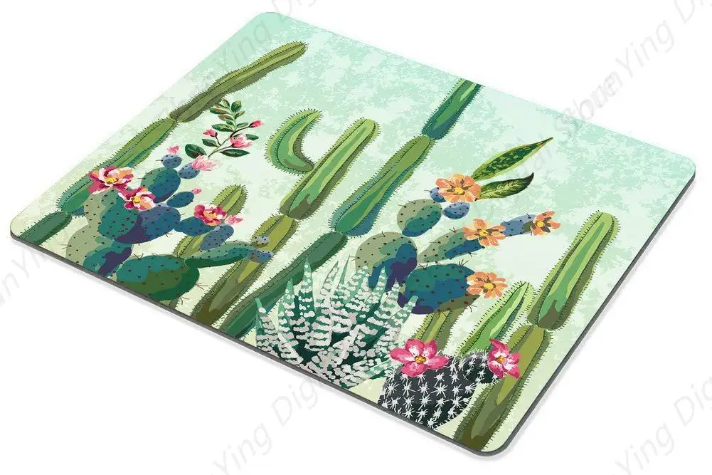 Cute Succulent Cactus Pattern Non Slip Rubber Gaming Mouse Pad Laptop Office Gift Mouse Pad 25*30cm