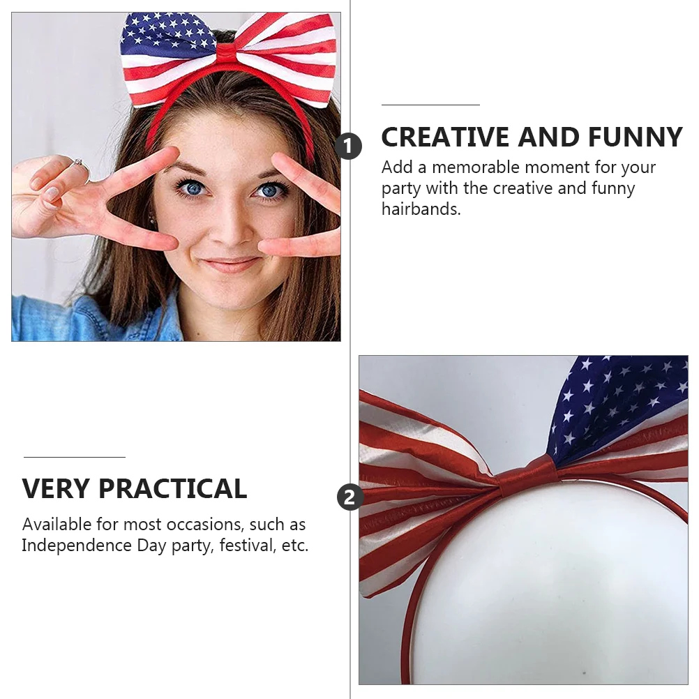 6 uds. Accesorios para el cabello, diadema con bandera americana, diademas para niños y bebés, tocado de satén para fiesta del Día de la independencia