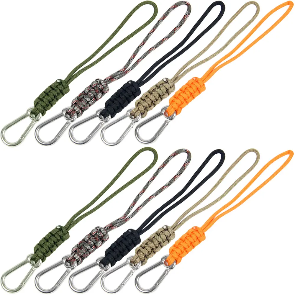 

10PCS QingGear Handmade Paracode Braided Tactical Knife Gear Lanyard with Stainless Steel Carabiner Parachute Cord Rope