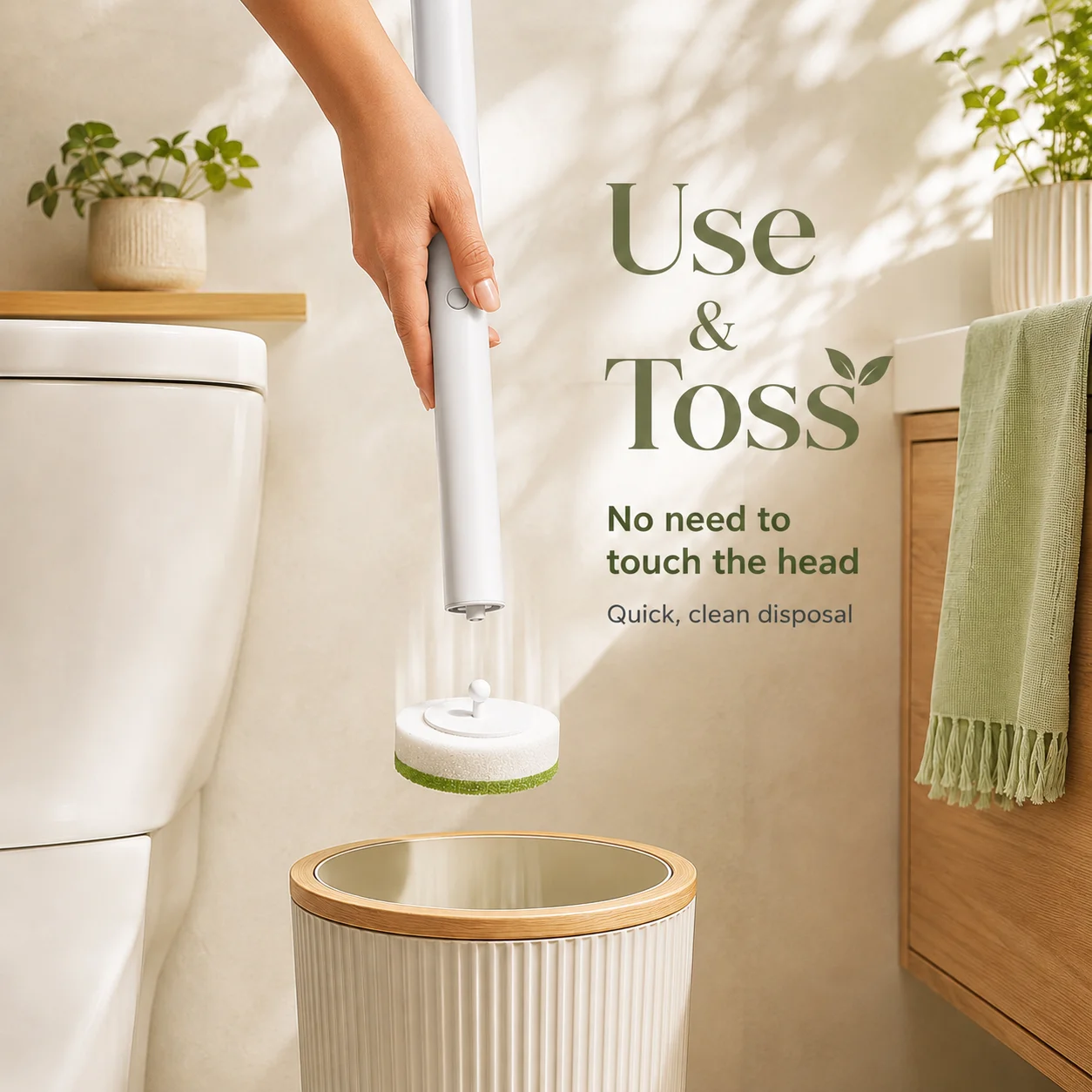 JOYBOS Disposable Toilet Brush Heads Green Replacement Refill Heads Disposable Cleaning Brush Head For Toilet Bathroom Clean
