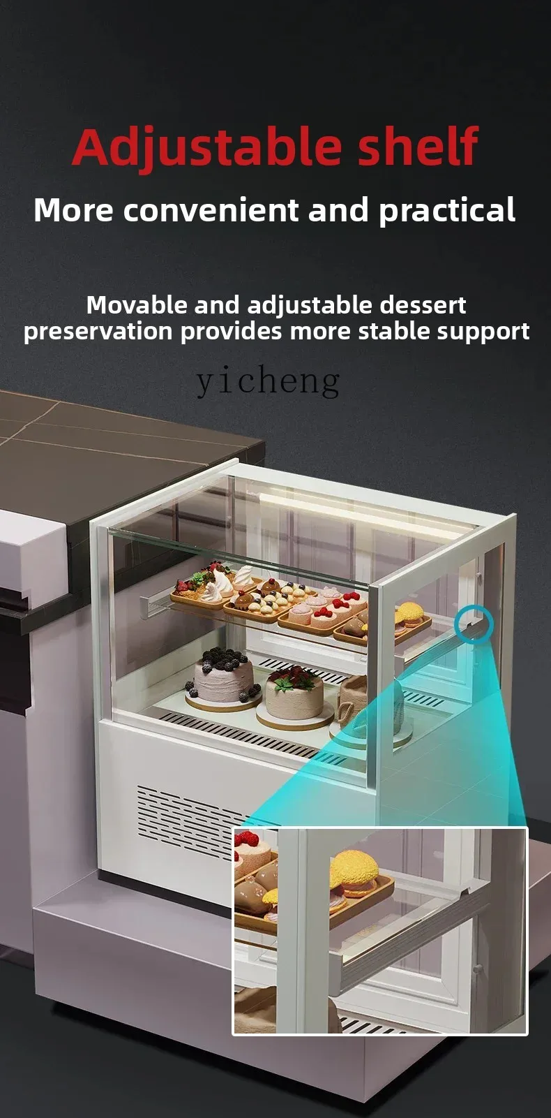 

ZZ commercial fruit fresh dessert cabinet deli refrigerator small cake display cabinet desktop high definition glass