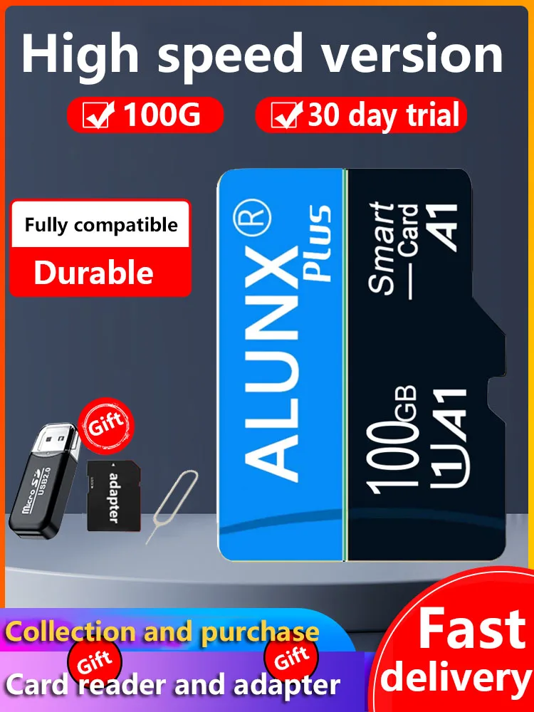 ALUNX Memory Card 128G 256G Micro TF SD Card 64GB 100GB Card Flash Class 10 Support mobile phones UAV etc card reader