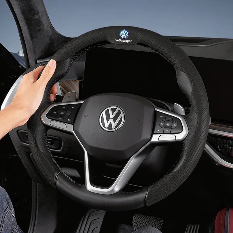 Volkswagen Car Steering Wheel Cover Accessories For VW GTI Polo Golf MK6 MK7 Passat B6 Tiguan Arteon Jetta Beetle T-ROC ID.3 CC view 3