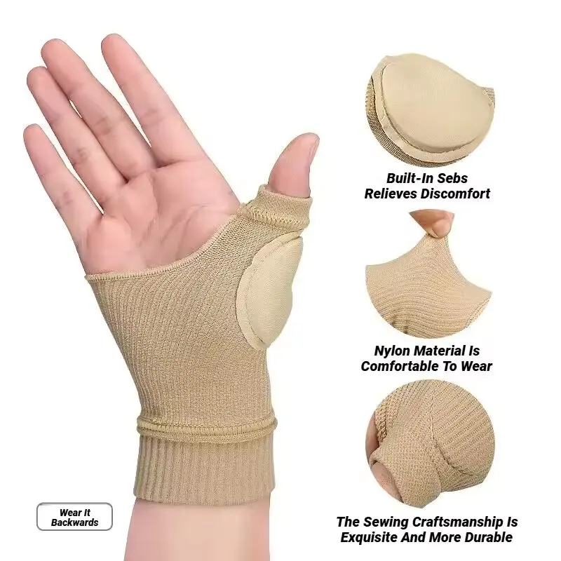 1Pair Wrist Thumb Compression Arthritis Gloves Breathable Support Brace Sleeve Knitted Finger Injury Pads Sports Safety Wristban