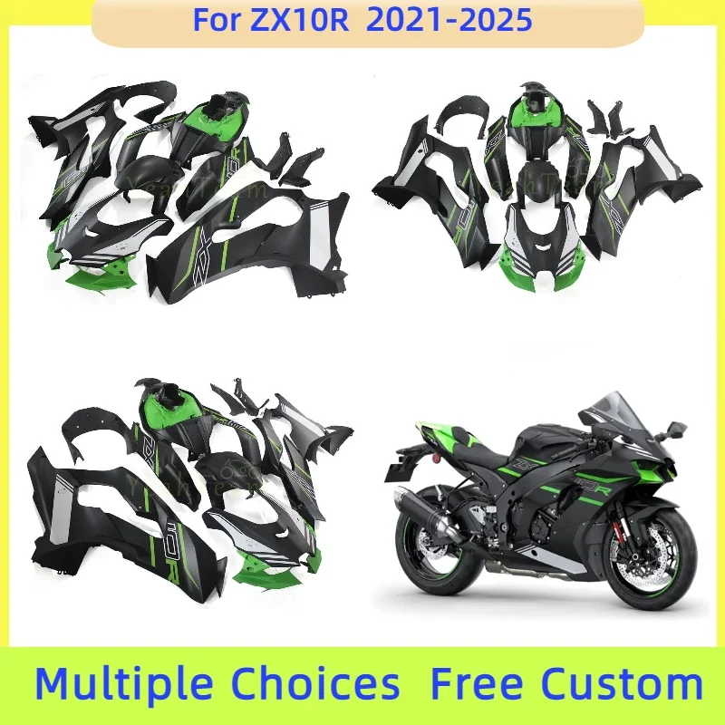 

Motorcycle Fairings Kit Fit For KAWASAKI ZX10R 2021 2024 2022 2023 2025 Ninja ZX 10R ZX-10R Matte Black Green Bodywork Set