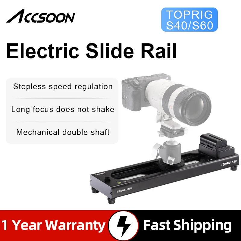 Accsoon TOPRIG S40 S60 Electric Rail Stabilizer DSLR Camera Follow Focus Chasing Delay Video Electric Control Camera Slider