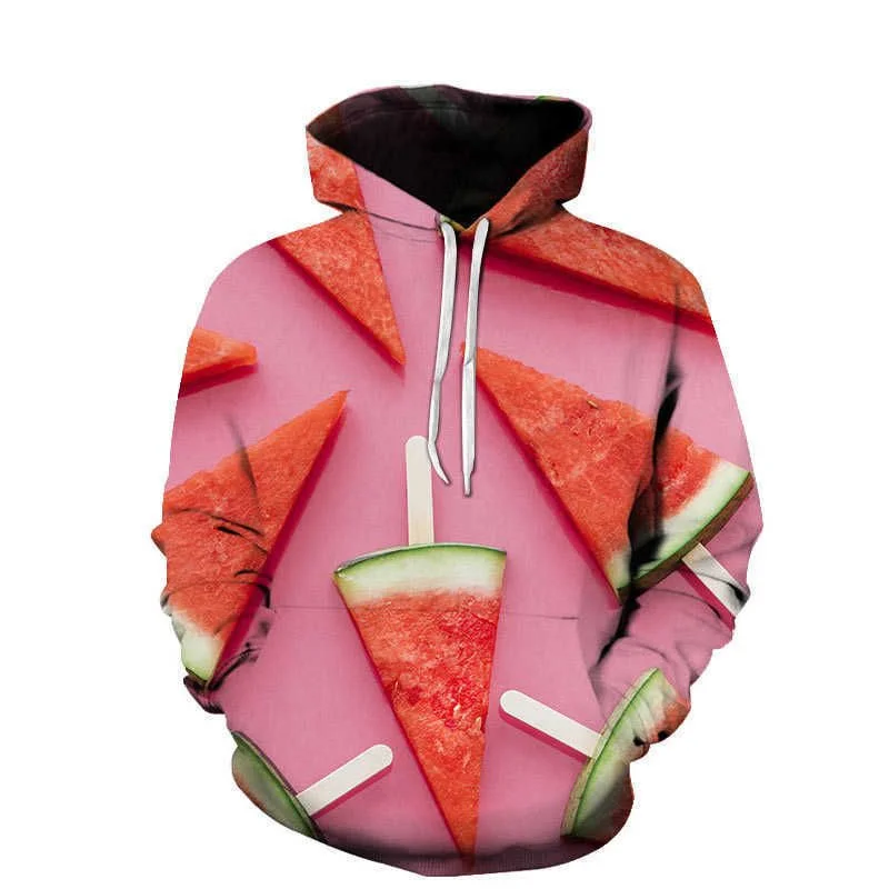 Funny 3D Print Orange Strawberry Hoodie For Men Long Sleeves Kiwi Grape Fruit Pattern Sweatshirts Women Cool Streetwear Hoodies