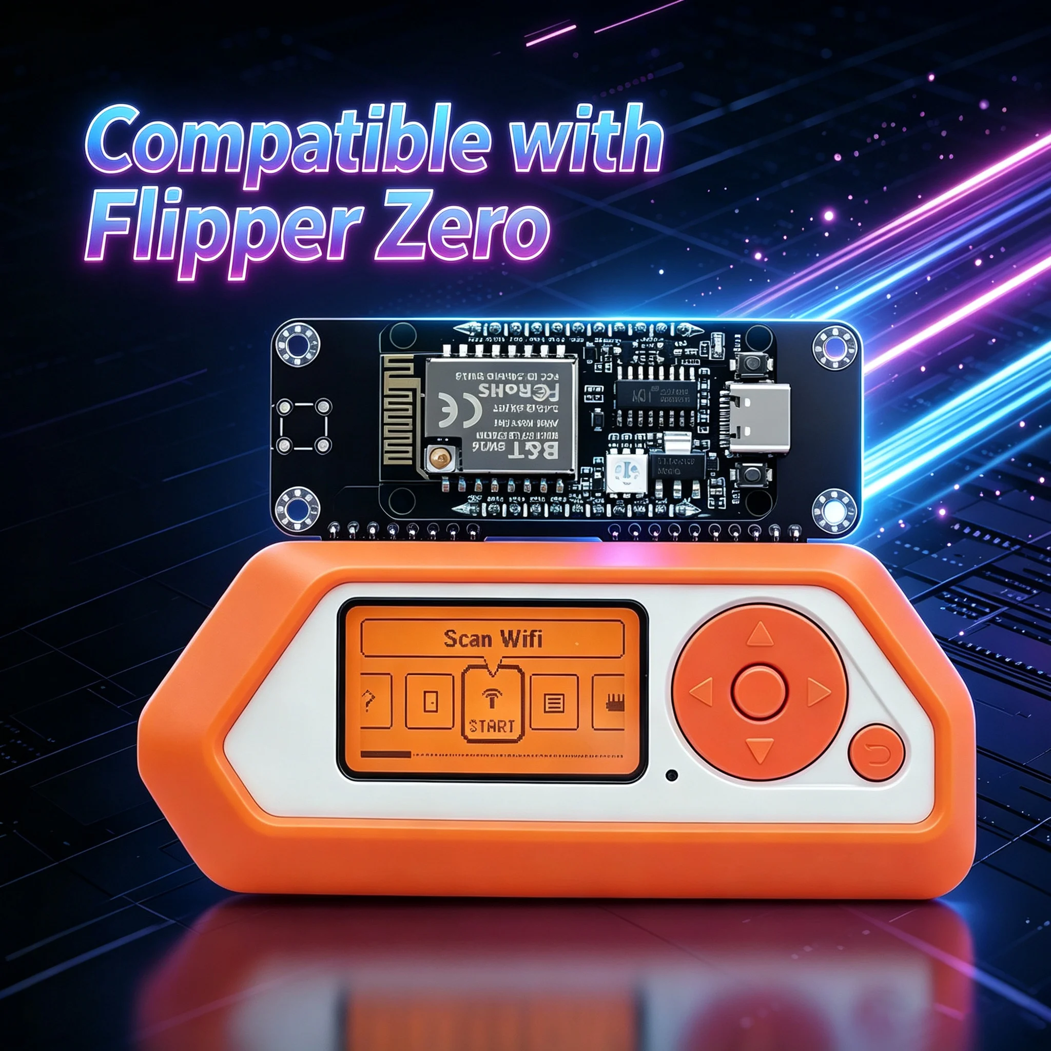 Dual-Band 2.4G&5G WiFi Devboard Flipper Zero, Preloaded Firmware, RTL8720DN (BW16) GPIO Module, Long-Range IoT Network Analysis