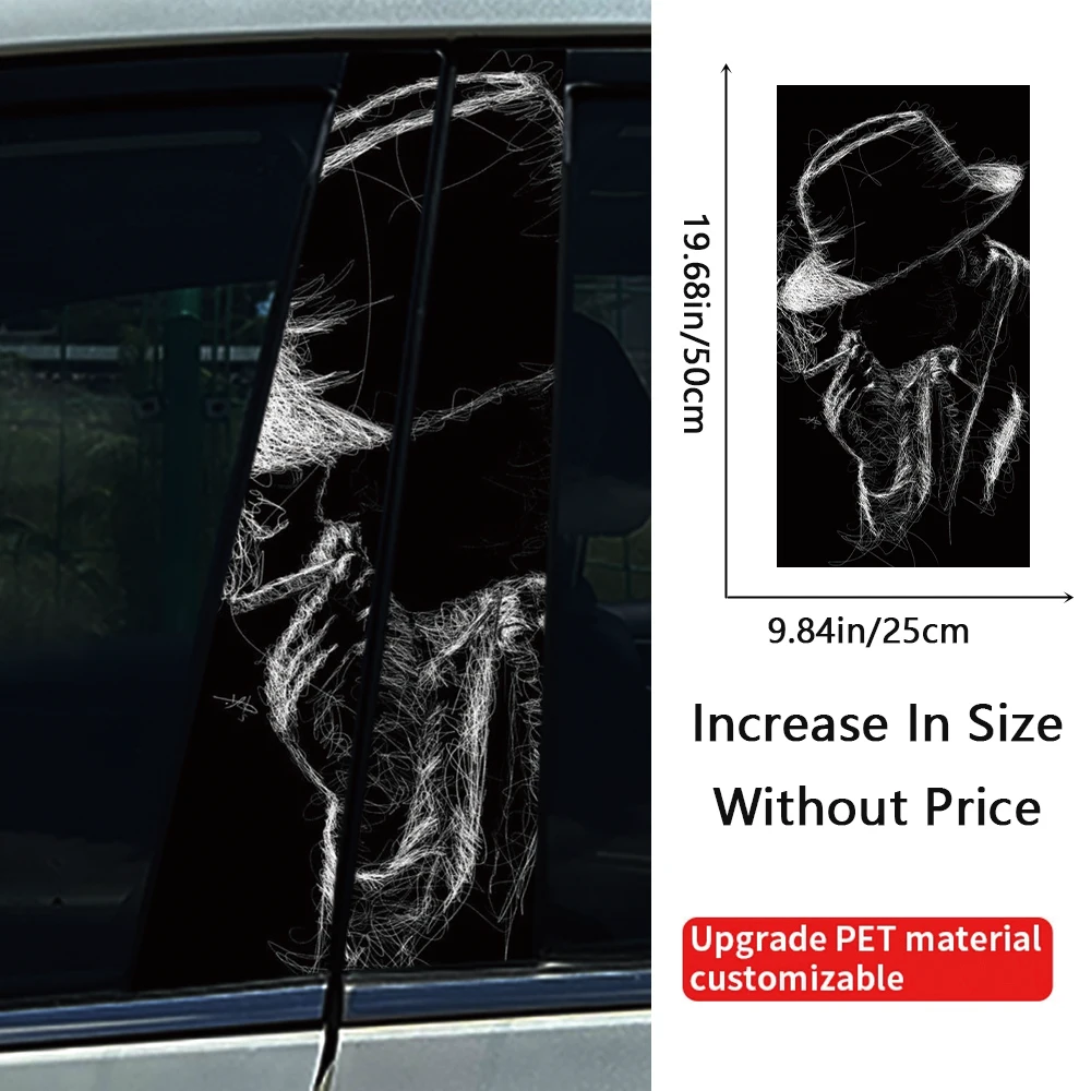 Black Artistic Sexy Girl Auto B-pillar Stickers Car Center Column Decoration Cover Scratches Waterproof Decals Car Accessories