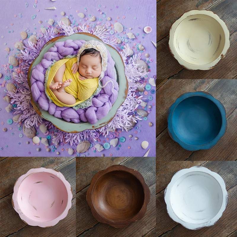 Baby Photography Props Round Tub Newborn Photography Prop Photoshoot Studio Accessories Doll Bed Baby Furniture Baby Bed