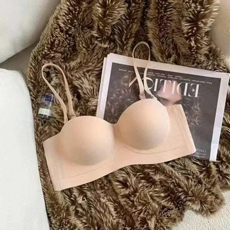 Bra For Women Sexy Seamless Bralettle Gather Push Up Lingerie Wireless One Piece AB Cup Underwear Adjust Straps Candy Color Bras